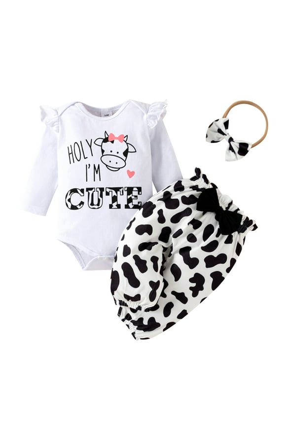 Newborn Baby Girl Clothes Long Sleeve Romper Bodysuit and Pants Outfit Set, 0-3 Months