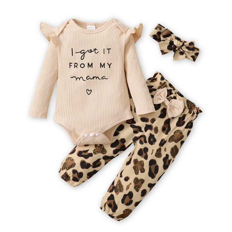 PatPat Newborn Baby Girl Outfit, Long Sleeve Romper and Pants Set