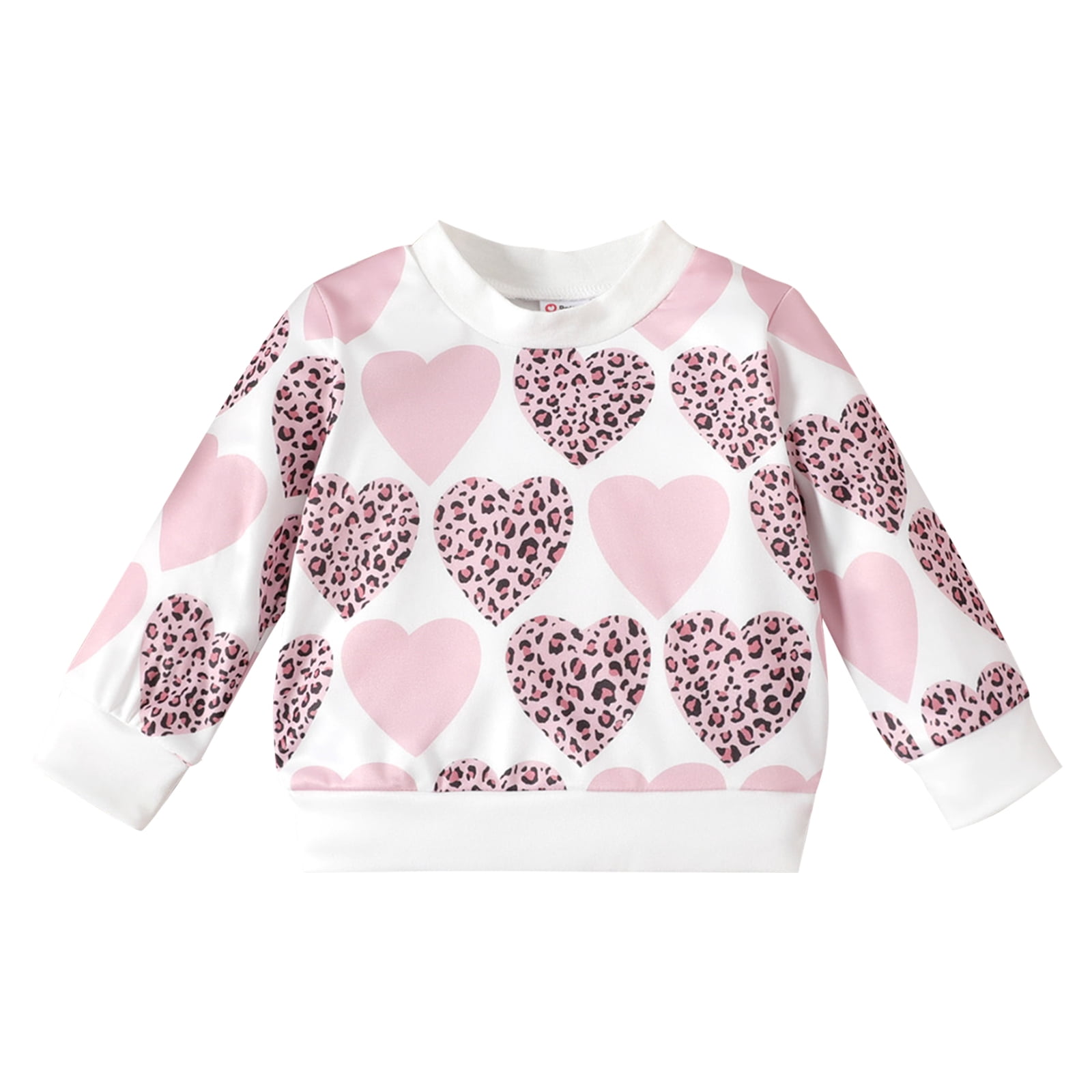PatPat Newborn Girl Clothes Baby Sweatshirt Heart Print Long Sleeve Top