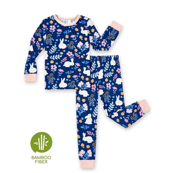PatPat Girls Pajama Set Toddler Girls Clothes Viscose from Bamboo Pajamas Snug Fit Pj Set Kids 2-Piece Sleepwear Fall Pajamas Sizes 2-6 Years