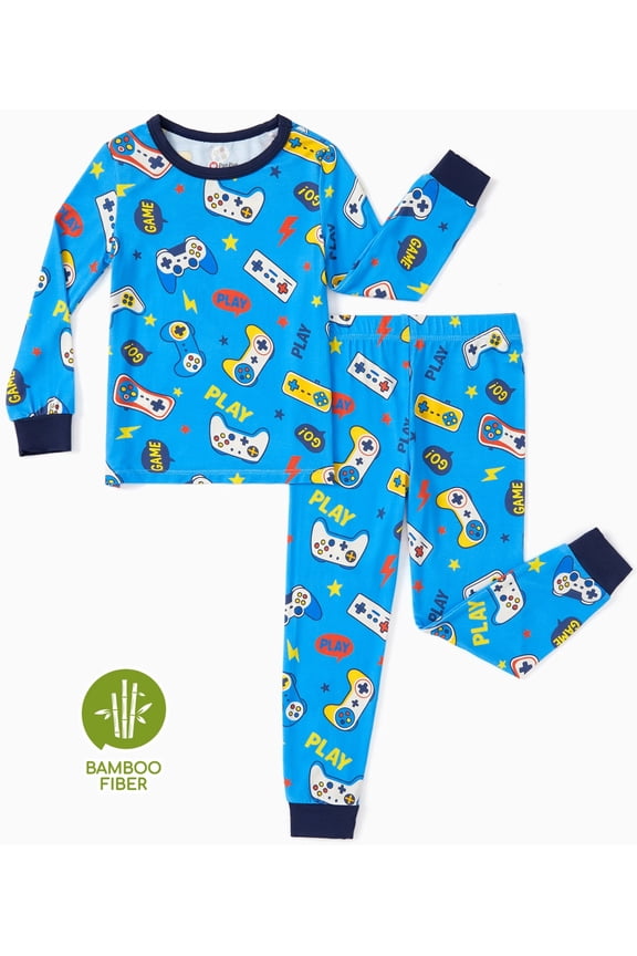 Pajamas Sets Viscose from Bamboo Toddler Boys Snug Fit Pjs Kids Short Sleeve Graphic Top & Pants Breathable Sleepwear 2-6T