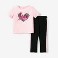 thumbnail image 1 of PatPat Summer Girls Clothes 2pcs Kid Girl Short Sleeve Graphic Tee and Leggings Outfits Set, Pink, 8-9 Years, 1 of 7