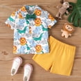 thumbnail image 1 of PatPat Toddler Boy Clothes 2pcs Animal Pattern Bowknot Shirt and Shorts Set, Yellow, 5-6 Years, 1 of 7