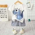 thumbnail image 1 of PatPat Toddler Boy Clothes Girls Outfit Sets Kids Playful Dinosaur Print Tee & Stripe Shorts Set,Sizes 18M-6Y,2-Piece, 1 of 7