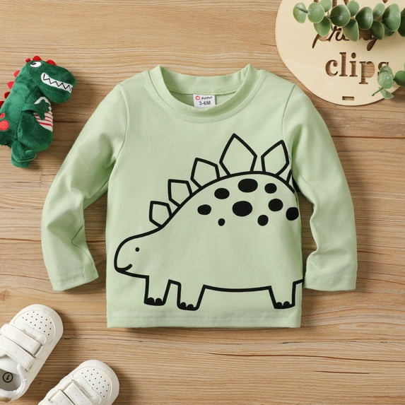 PatPat Toddler Boys Girls Sweatshirts & Hoodies Animal Graphic Tees, Pale Green, 3-4 Years