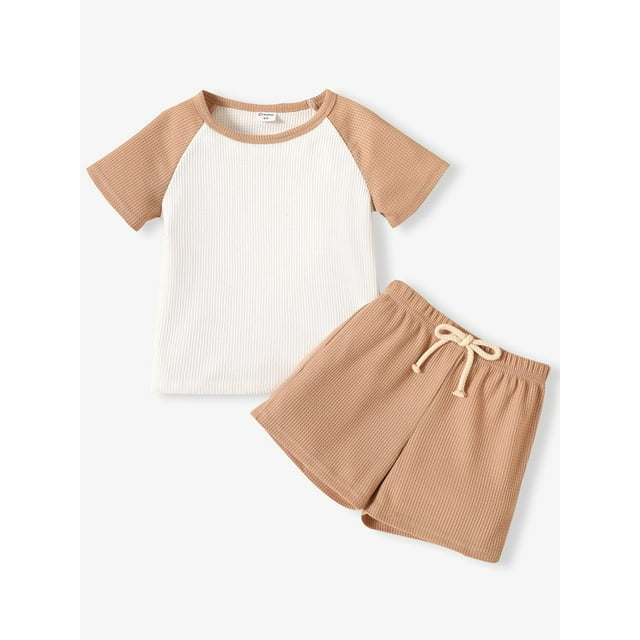 PatPat Toddler Boys Clothes Baby Boy Outfit Sets Kids Waffle Color