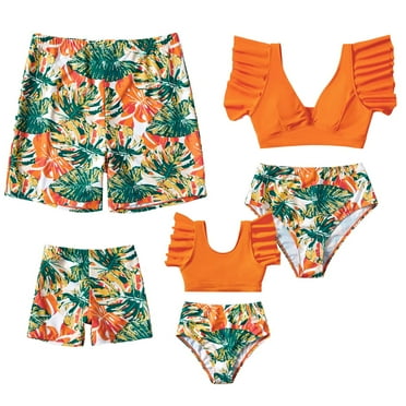PatPat Boys Swim Trunks Tropical Swim Shorts Family Matching Swimsuits Two Piece Bathing Suit for Women Men Girls Boys