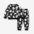 thumbnail image 1 of PatPat Halloween 2pcs Toddler Boys Sweatshirts Ghost Graphic Long Sleeves Hoodies & Pants Outfits Set, Black, 2 Years, 1 of 6