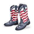 thumbnail image 1 of PatPat Toddler Cowboy Boots Size 12, Red and White Striped Flag Cowboy Boots for Boys, 1 of 4