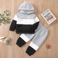 thumbnail image 1 of PatPat Toddler Girl Boy Long Sleeve Colorblock Hoodie Sweatshirt and Jogger Pants Set for Baby Grey Size 3-4 Years, 1 of 7