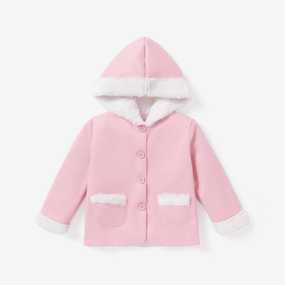 PatPat Toddler Girl Casual Hooded Coat Pink Size 4-5 Years