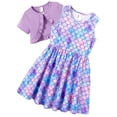 thumbnail image 1 of PatPat Toddler Girl Clothes Girls Dresses Summer Sleeveless Mermaid Tie-dye Dress and Short Sleeve Ruffled Cardigan Twofer Outfit Sets, Purple, 2 Years, 1 of 8