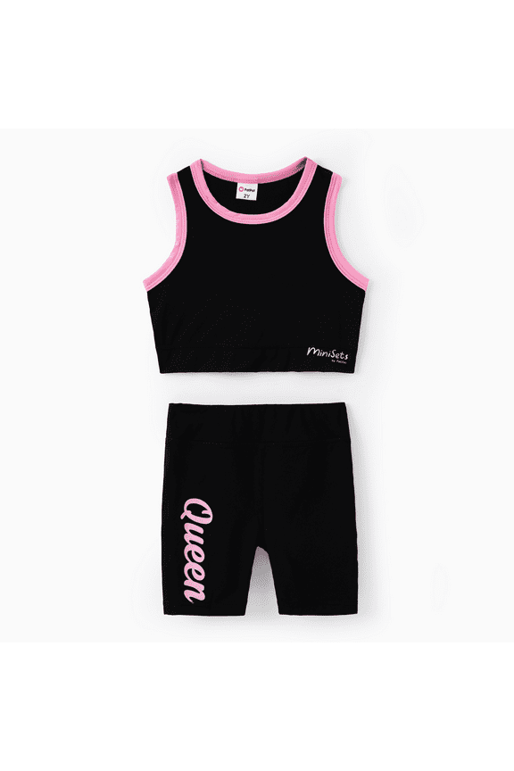 Toddler Girls Clothes Kids 2pcs Tank Top and Short Leggings Outfit Sets, Black, 3-4 Years