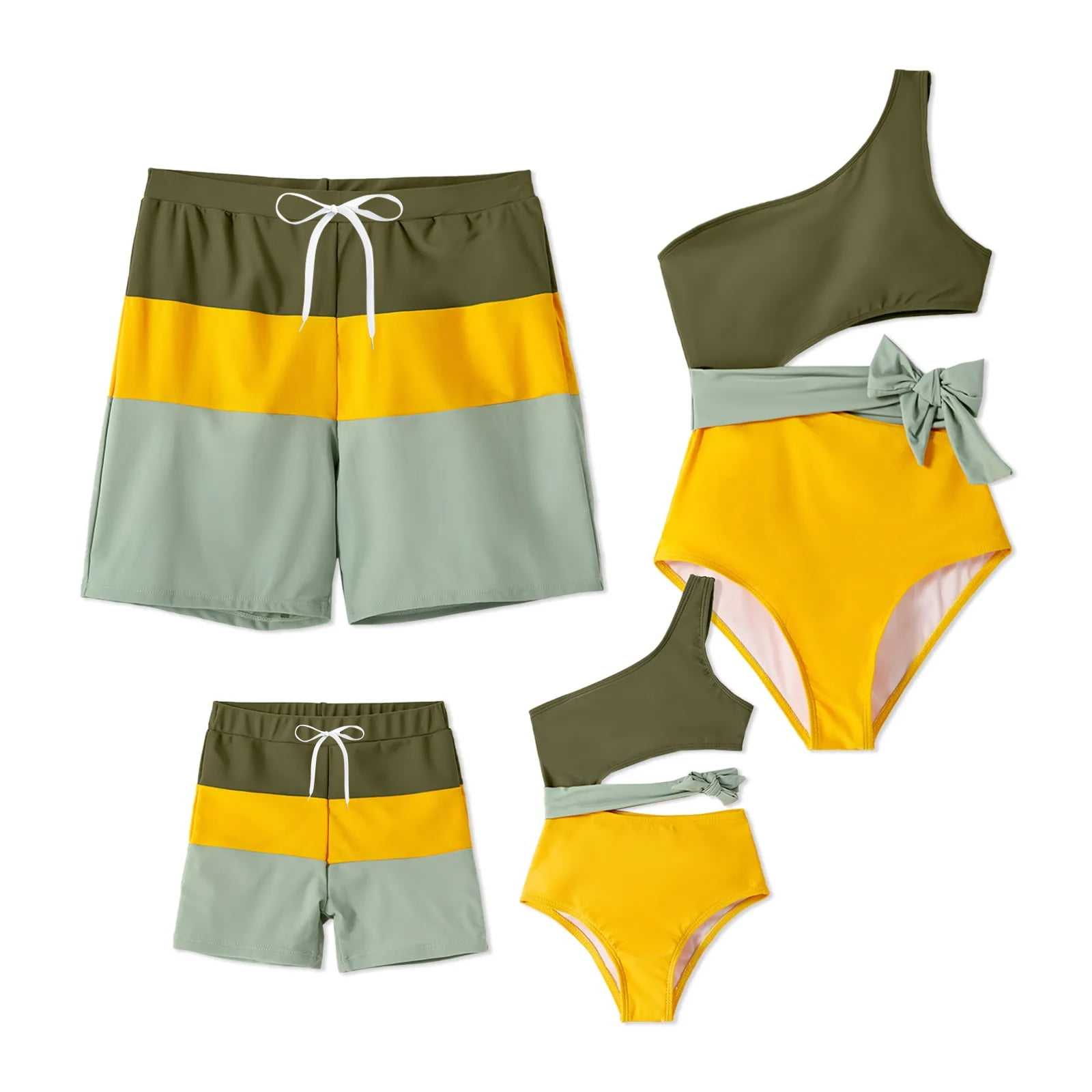 PatPat Toddler Girls One Piece Swimsuits Colorblock Bikinis Mommy and