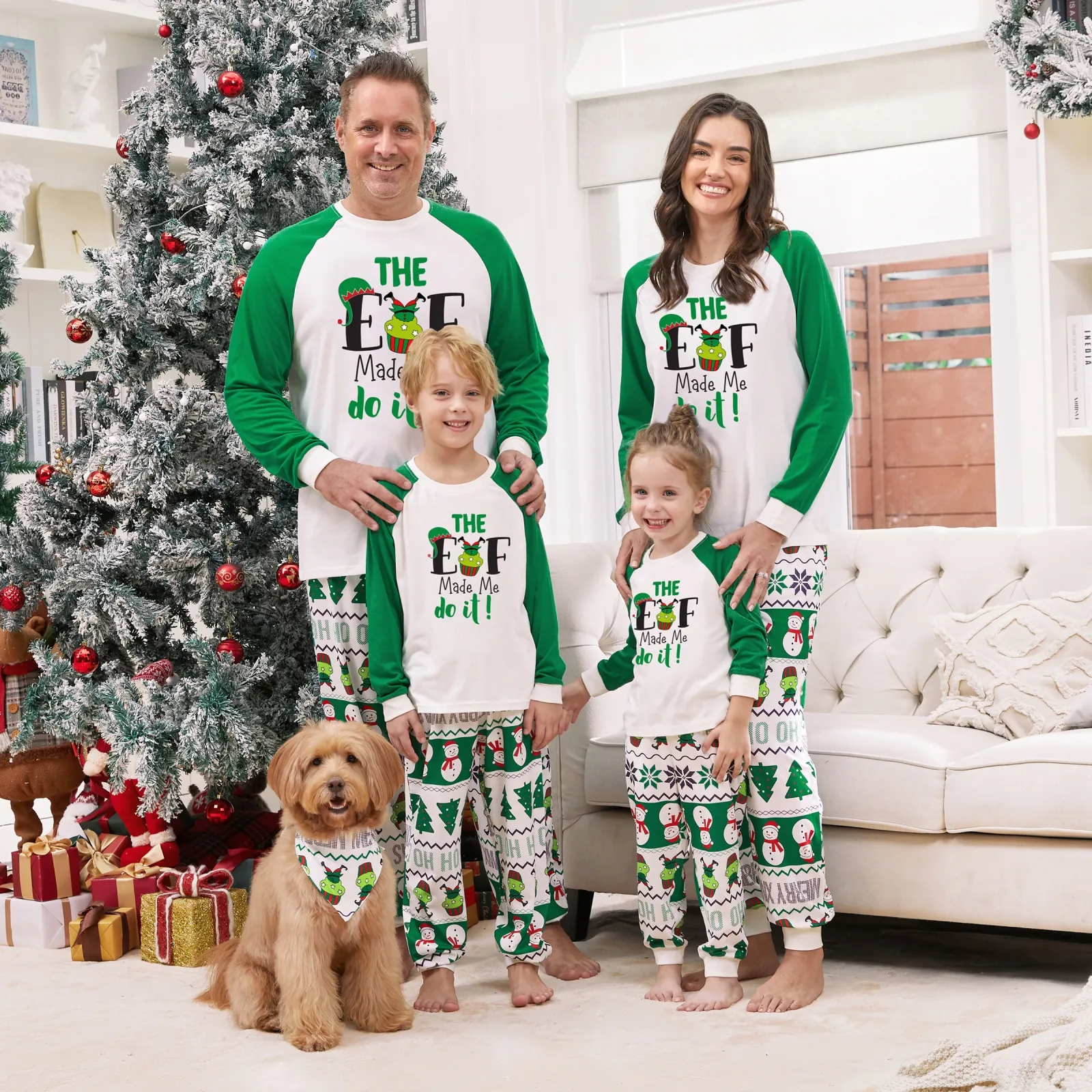 PatPat Toddler Kids Christmas Pajamas Family Matching Green Elf Print ...