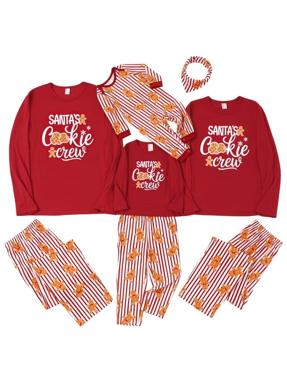 Family Matching Christmas Pajamas Kids Girls Boys 2 Pieces PJs Set Flame Resistant Letter Prints Top & Striped Pants Holiday Sleepwear with Socks, Burgundy, 6-7Y