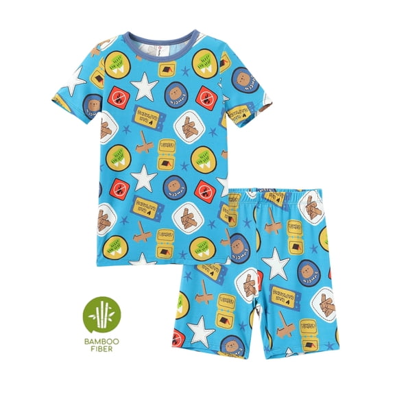 PatPat Toddler Pajamas Viscose from Bamboo Boys Snug Fit Pajamas Kids Short Sleeve Graphic Top & Pj Pants Breathable Sleepwear Sets, Turquoise, 2T