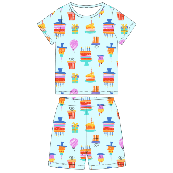 PatPat Toddler Pajamas Viscose from Bamboo Girls Snug Fit Pajamas Kids Short Sleeve Graphic Top & Pj Pants Breathable Sleepwear Sets, Pale Green, 3T