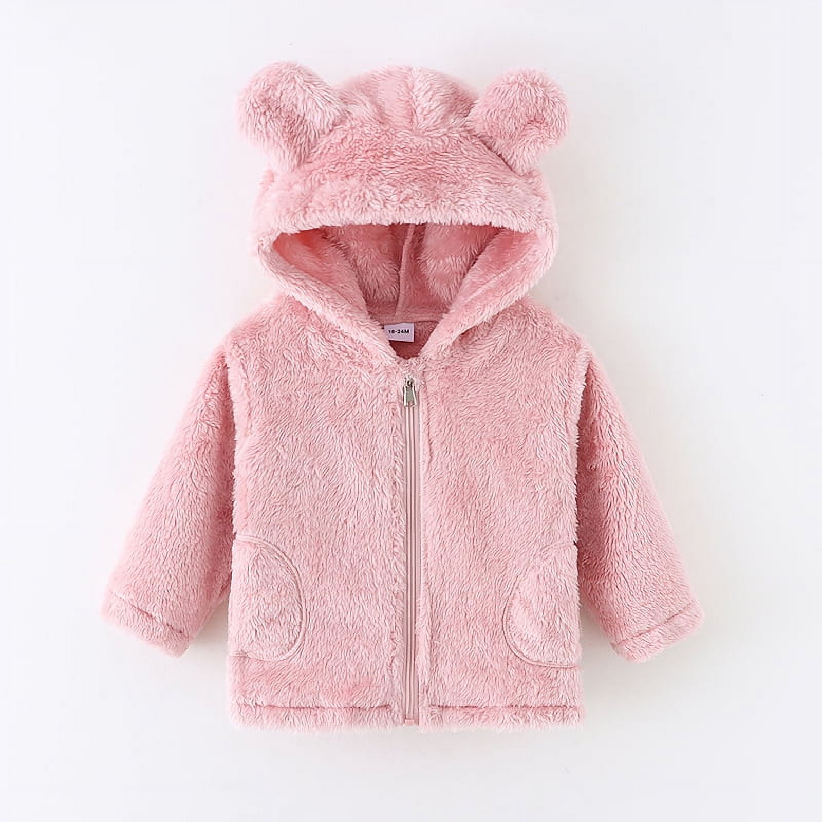PatPat Toddler Winter Coat Jackets for Girls Boys Bear Ear Zipper