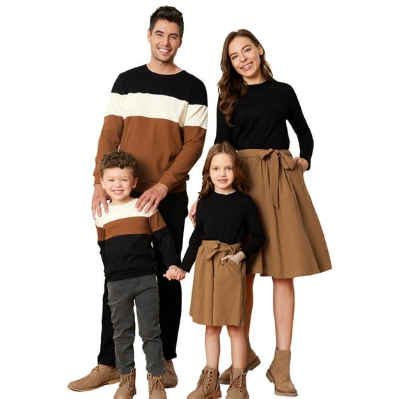 PatPat Women Dress Family Matching Outfits Skirt Suit Mommy and Me Dresses for Women, Khaki