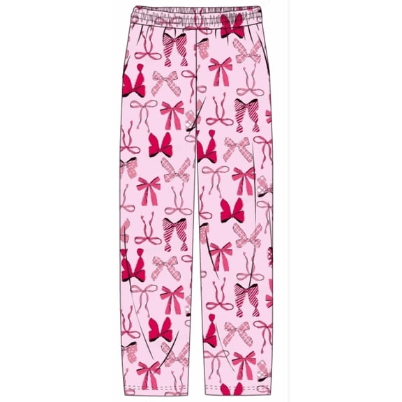 PatPat Women Pajama Pants Pink Bow Print Casual Lounge Pants Sleep Pjs Bottoms with Pockets Valentines Day Gifts, Pink, M