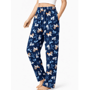 PatPat Women Pajamas Pants Casual Lounge Pants Dog Prints PJ Pants Comfy Sleep Bottom with Pockets, Dark Blue, M