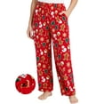 thumbnail image 1 of PatPat Womens Christmas Pajama Pants Flannel Plush Pj Bottom Super Soft Toasty Warm Sleep Pants with Pockets Gingerbread Man Print, Red, M, 1 of 12