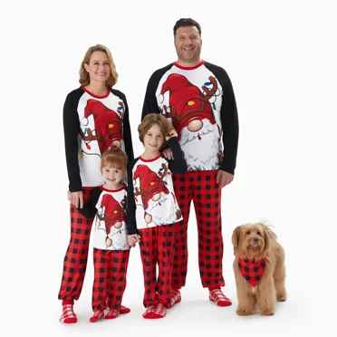 PatPat Womens Pjs Christmas Family Matching Santas Print Pajamas Sets (Flame Resistant)
