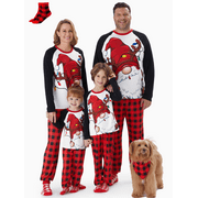 PATPAT Womens Christmas Pajamas Family Matching 2 Piece Set Long Sleeve Santas Top and Red Plaid Pants Loungewear Set Holiday Gift PJs with Socks Women M