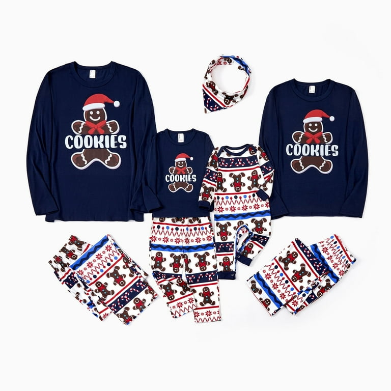 PatPat Christmas Pajamas Family Matching Pajamas Sets with Cute Gingerbread Man Pattern for Men Royal Blue S Walmart