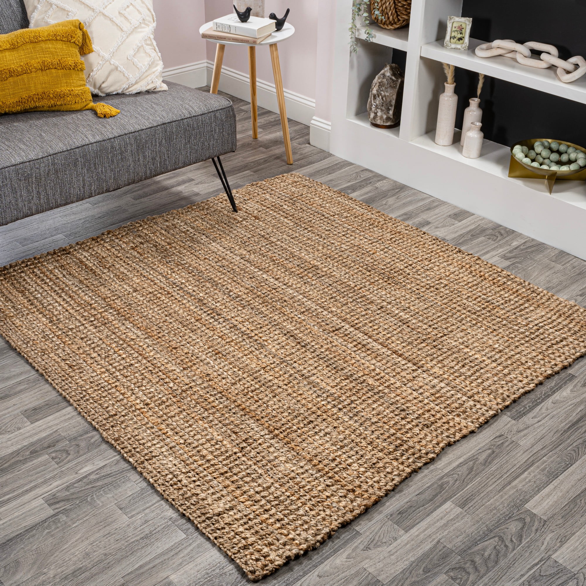 Pata Hand Woven Chunky Jute Natural 8' Square Area Rug