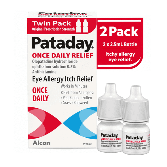 Pataday Once Daily Allergy Itch Relief Eye Drops for Adults & Children, 2.5 ml, Twin Pack