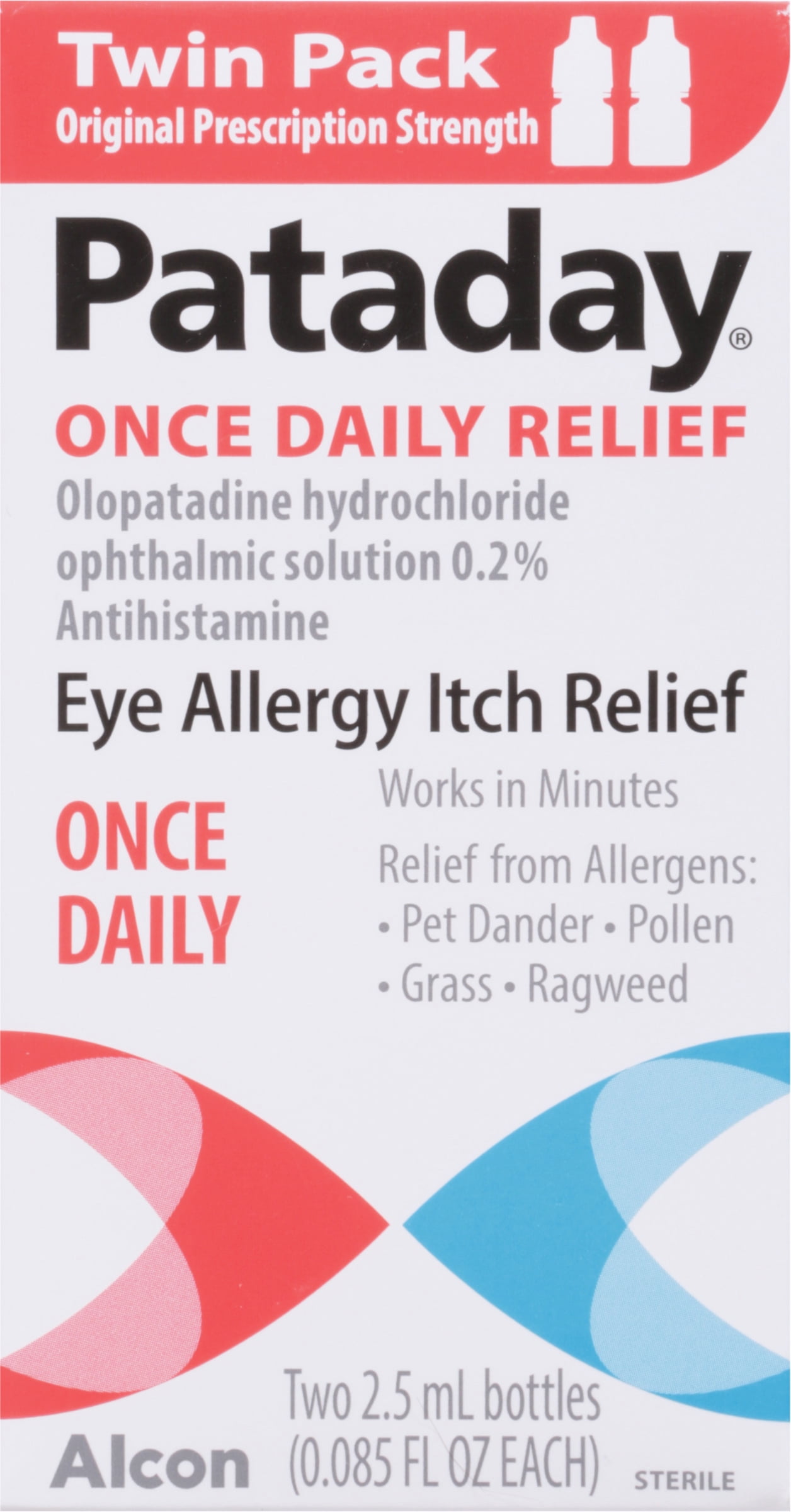 Pataday Once Daily Eye Care Allergy Relief Eye Drops, Twin Pack