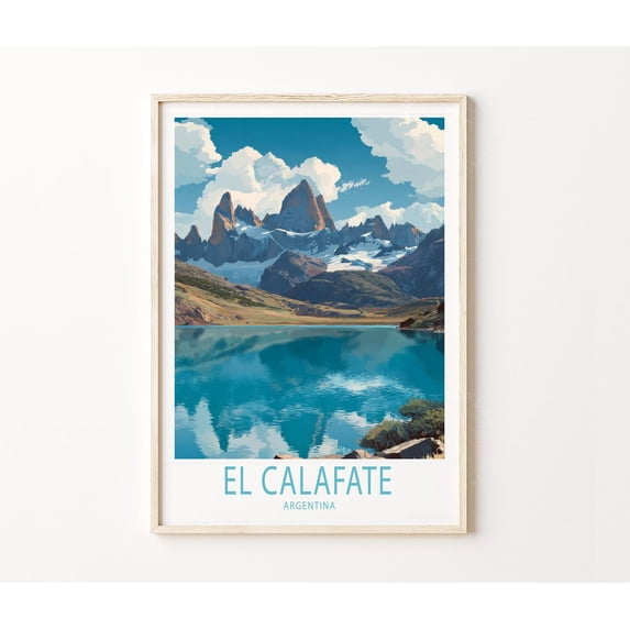 Patagonia Argentina Glacial Reflection Wilderness Wall Art Decor, Stretched Canvas 8x10in