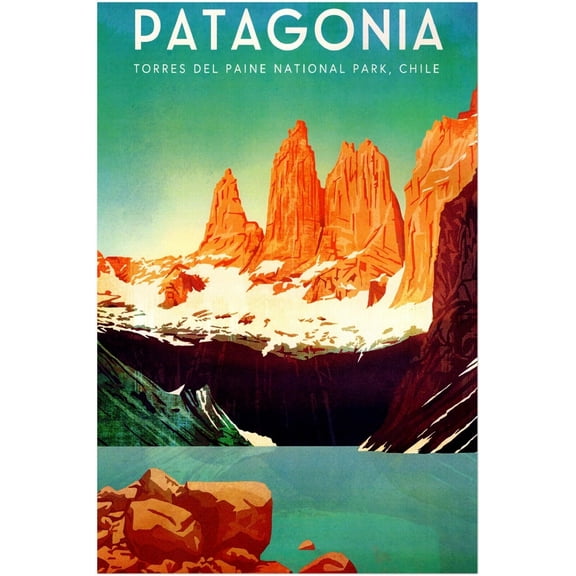 Patagonia - Chile - Vintage Travel Poster (8x12Inches)