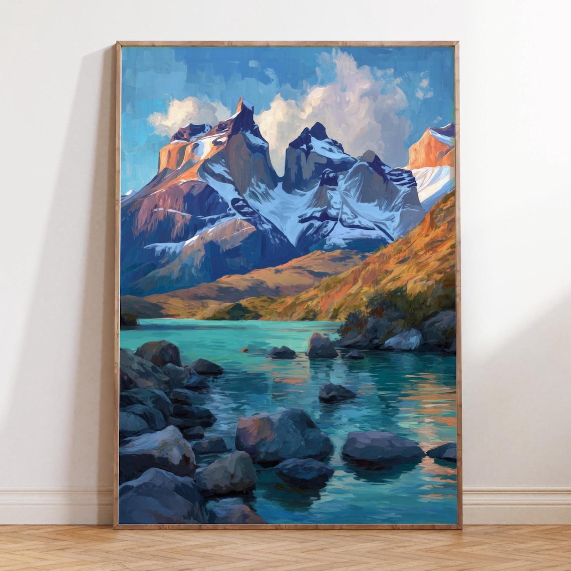 Andes Flashcard Patagonia Chile Wall Art Print, Andes Mountain Lake Landscape Decor ...
