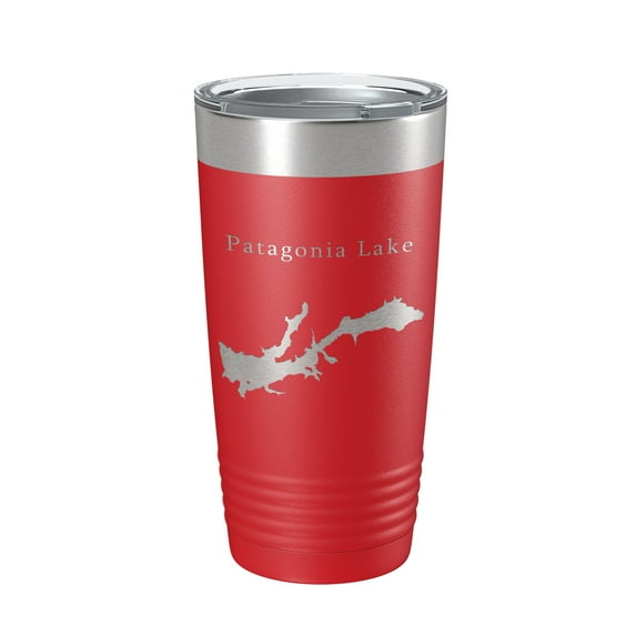 Patagonia Lake Map Tumbler Travel Mug Insulated Laser Engraved Coffee Cup Arizona 20 oz Red