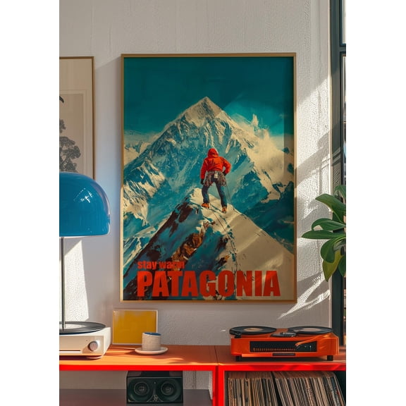 Patagonia Travel Retro Mountain Poster Unframed Paper Print