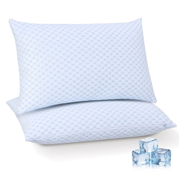 Pataipetit Bed Pillow Set of 2 Pack,Cooling Shredded Foam Pillows for Bed, Queen Size (30"x20")