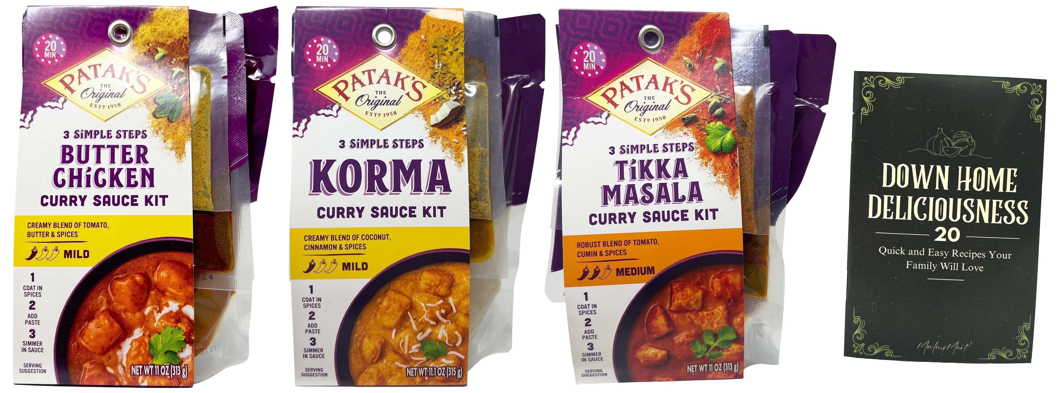 Patak's 3 Step Meal Kit Variety 3-Pack | Butter Chicken, Korma & Tikka Masala | 11-11.1 oz | MerlinsMart Zine