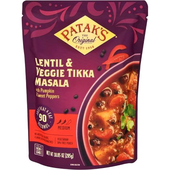 Patak's Lentil & Veggie Tikka Masala (Ready-to-Eat) 10 oz pouch Pack of 2