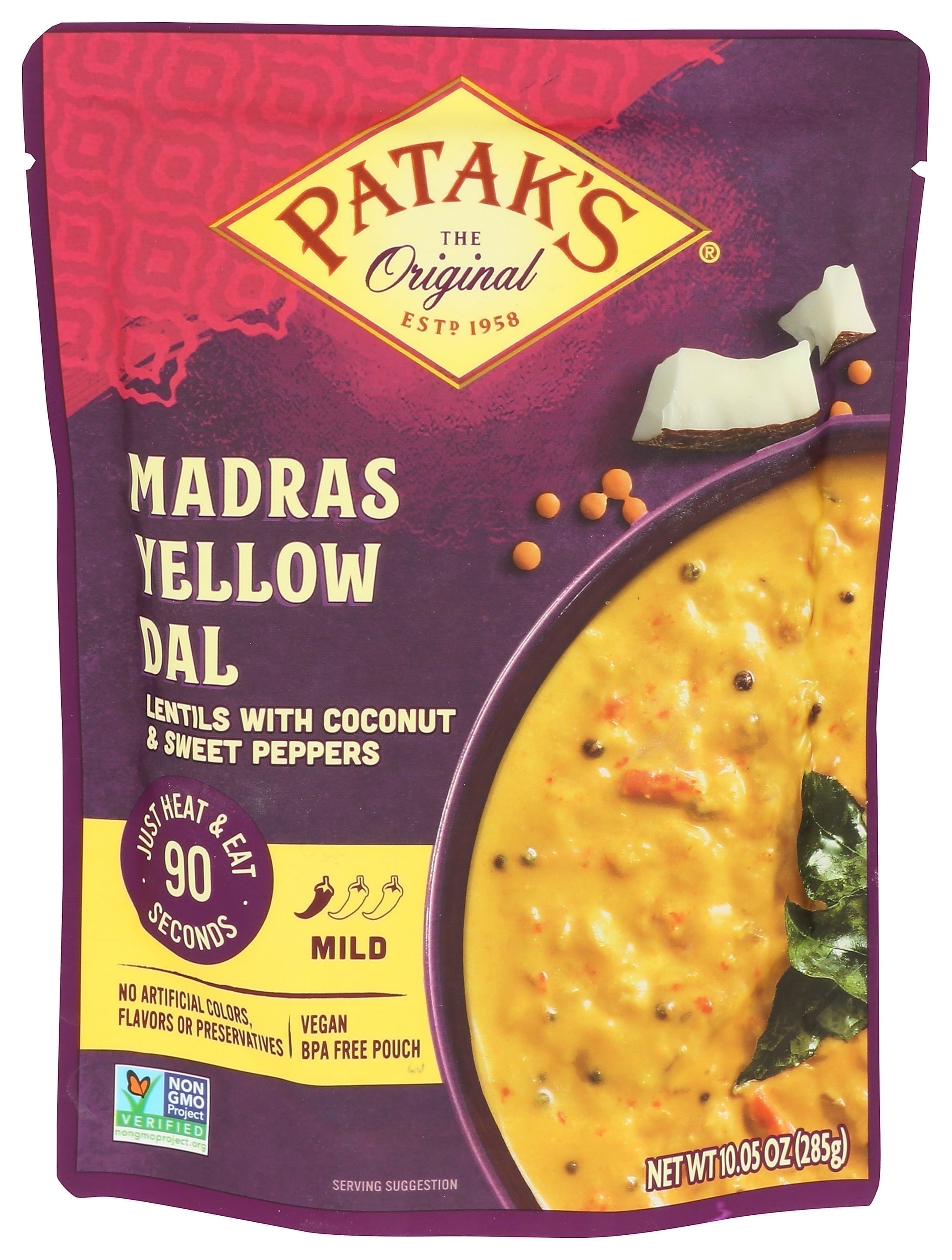 Patak's Madras Yellow Dal, Ready to Heat and Eat Curry, 10.05 oz, Pack of 6