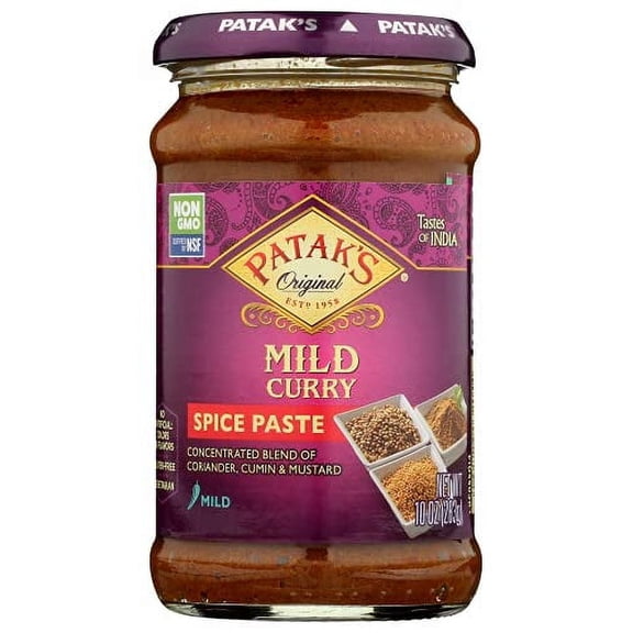 Patak's Mild Curry Spice Paste - 10 Oz (Pack of 3) With Coriander, Paprika and Turmeric, No Artificial Flavors or Colors, Gluten Free, Vegetarian Friendly