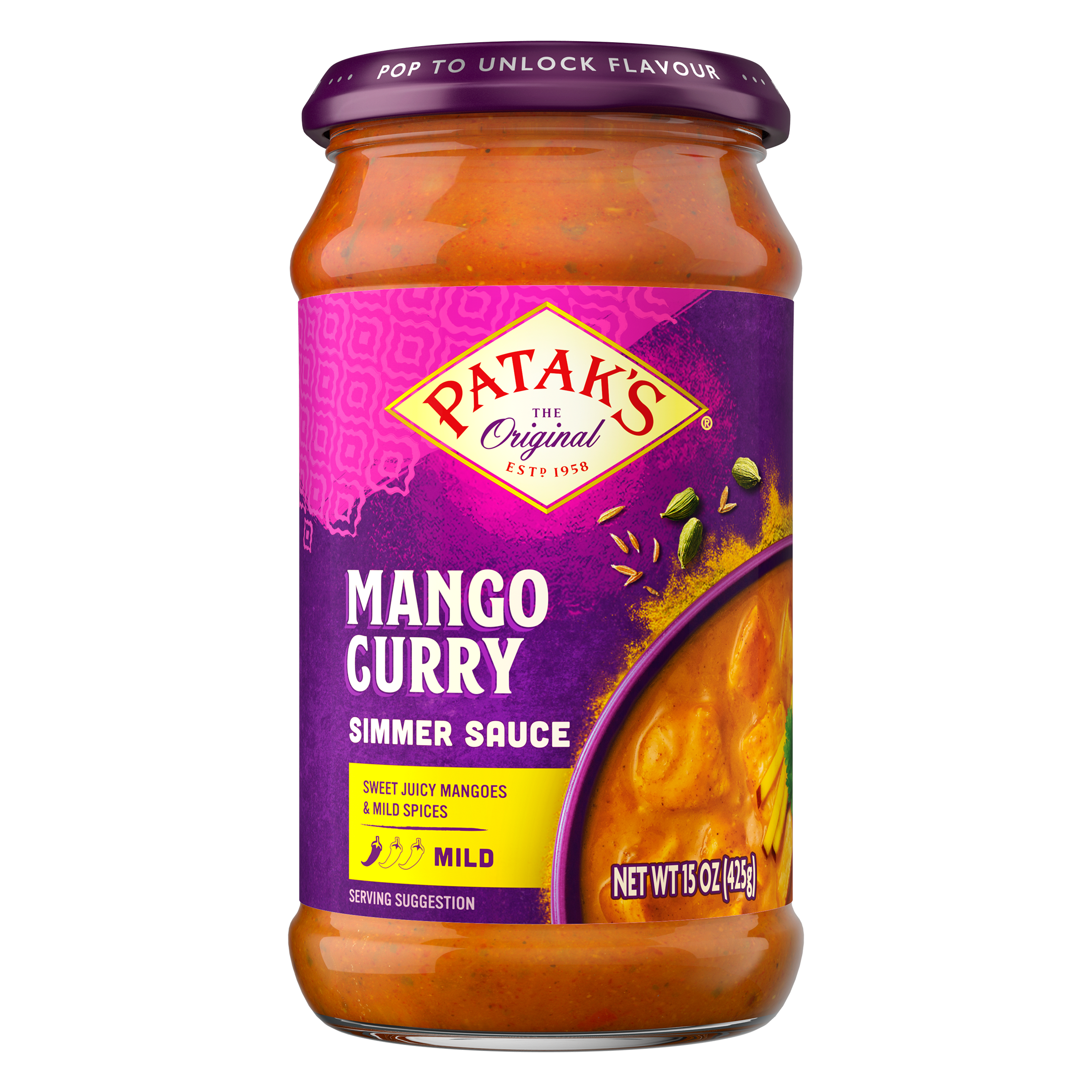 Patak's Mango Curry Simmer Sauce 15 oz Mild Indian Vegetarian - Walmart.com