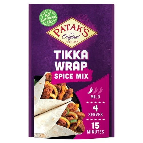 Pataks Tikka Wrap Spice Mix 18's, British Import (Pack of 2)