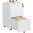 thumbnail image 1 of Pataku 2 Drawer File Cabinet, Small File Cabinets with Lock, Metal Rolling Filing Cabinet with 2 Drawer, Filing Cabinets for Home Office Fit A4/Letter/Legal, Easy Assembled, White, 1 of 7