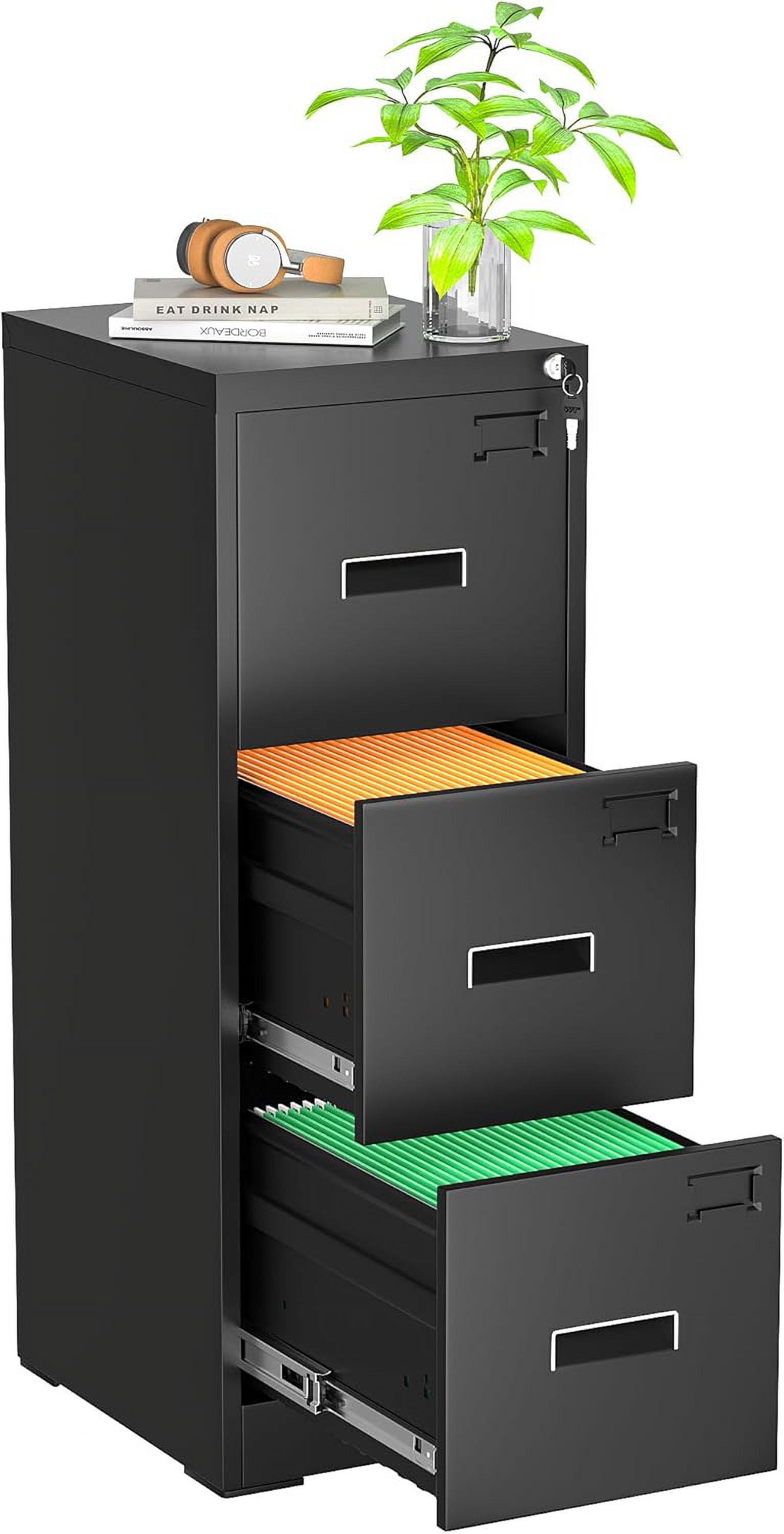 One Drawer File Cabinet With Lock Pataku 3 Drawer File Cabinet with Lock, 18" D Locking File Cabinet