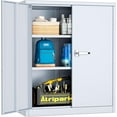 thumbnail image 1 of Pataku Locking Cabinet, Metal Storage Cabinets with Doors and Adjustment Shelves, 36" Garage Cabinets with Lock for Home, Office, File Pantry, Kitchen - Dark Grey, 1 of 18