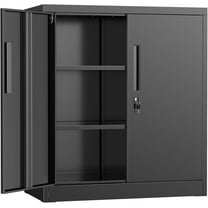 Pataku Metal Storage Cabinet, Garage Cabinet with Doors and Shelves 36" Hx32 Wx16 D, Steel Lockable File Cabinets for Office, Home, Garage, Basement, , Black