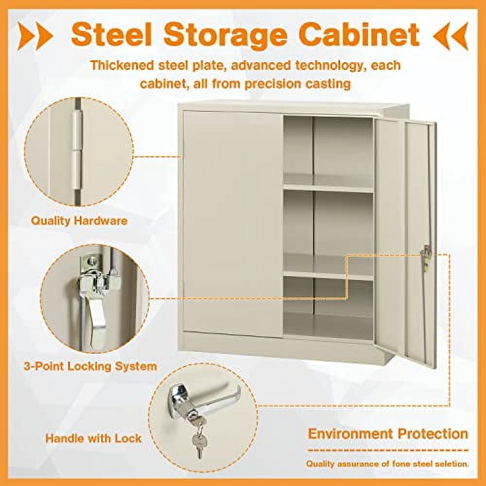 Pataku Metal Storage Cabinet, Garage Cabinet with Doors and Shelves ...